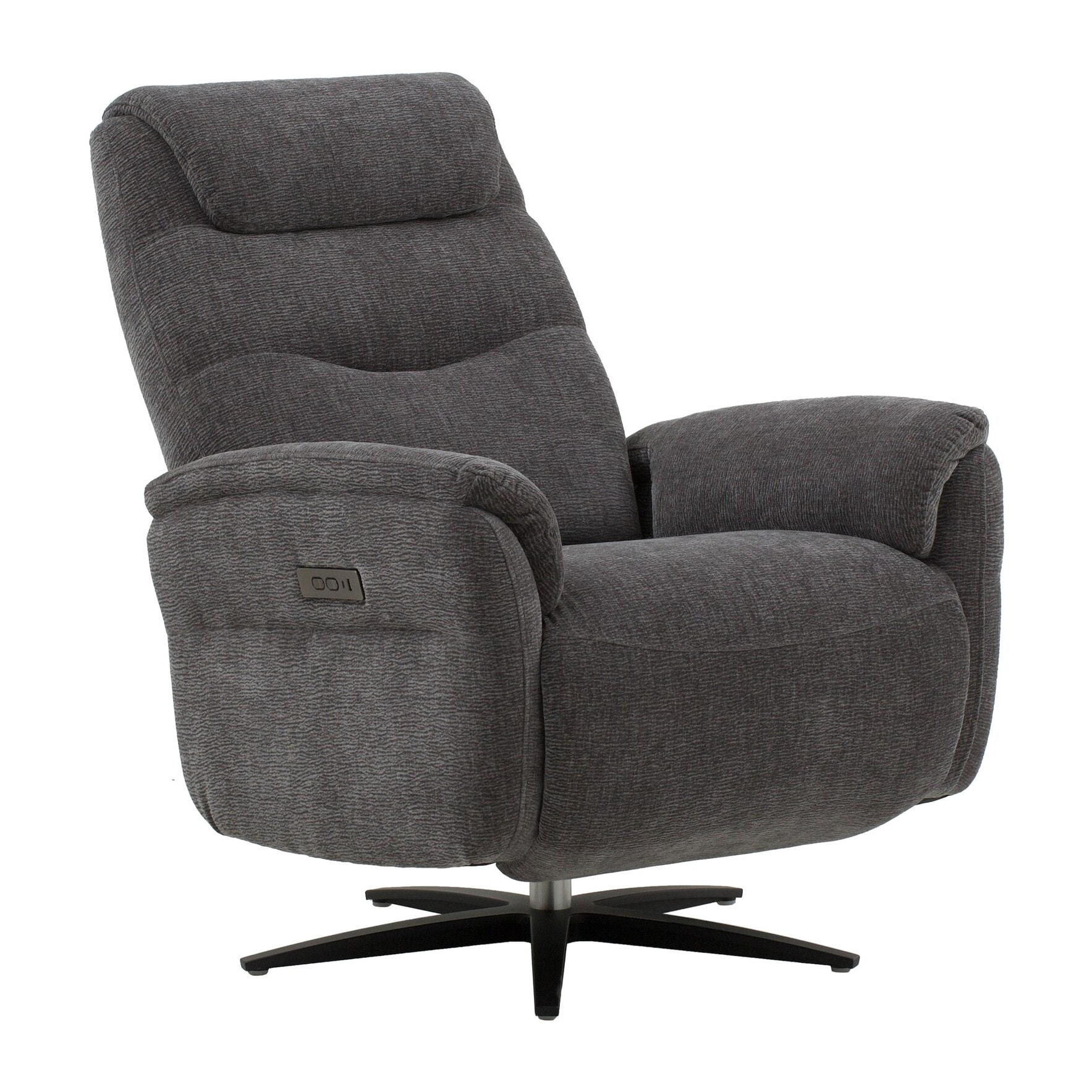 Poltrona reclinabile elettrica OSLO in tessuto grigio e base in metallo nero