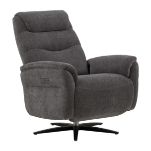Poltrona reclinabile elettrica OSLO in tessuto grigio e base in metallo nero