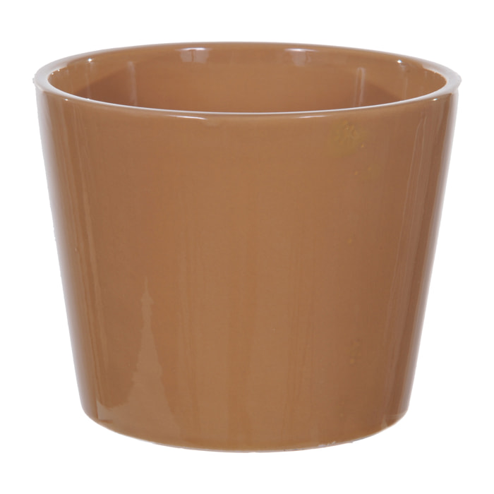 Vaso Cachepot In Ceramica. Larghezza 12,5 Cm - Pezzi 6 - 12,5X10X12,5cm - Colore: Marrone - Bianchi Dino - Ceramica