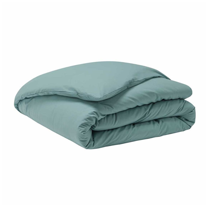 Housse de couette unie en percale de coton, PREMIÈRE, Vert Agave