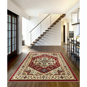 Tappeto Stile Persiano Disegno Geometrico Rosso