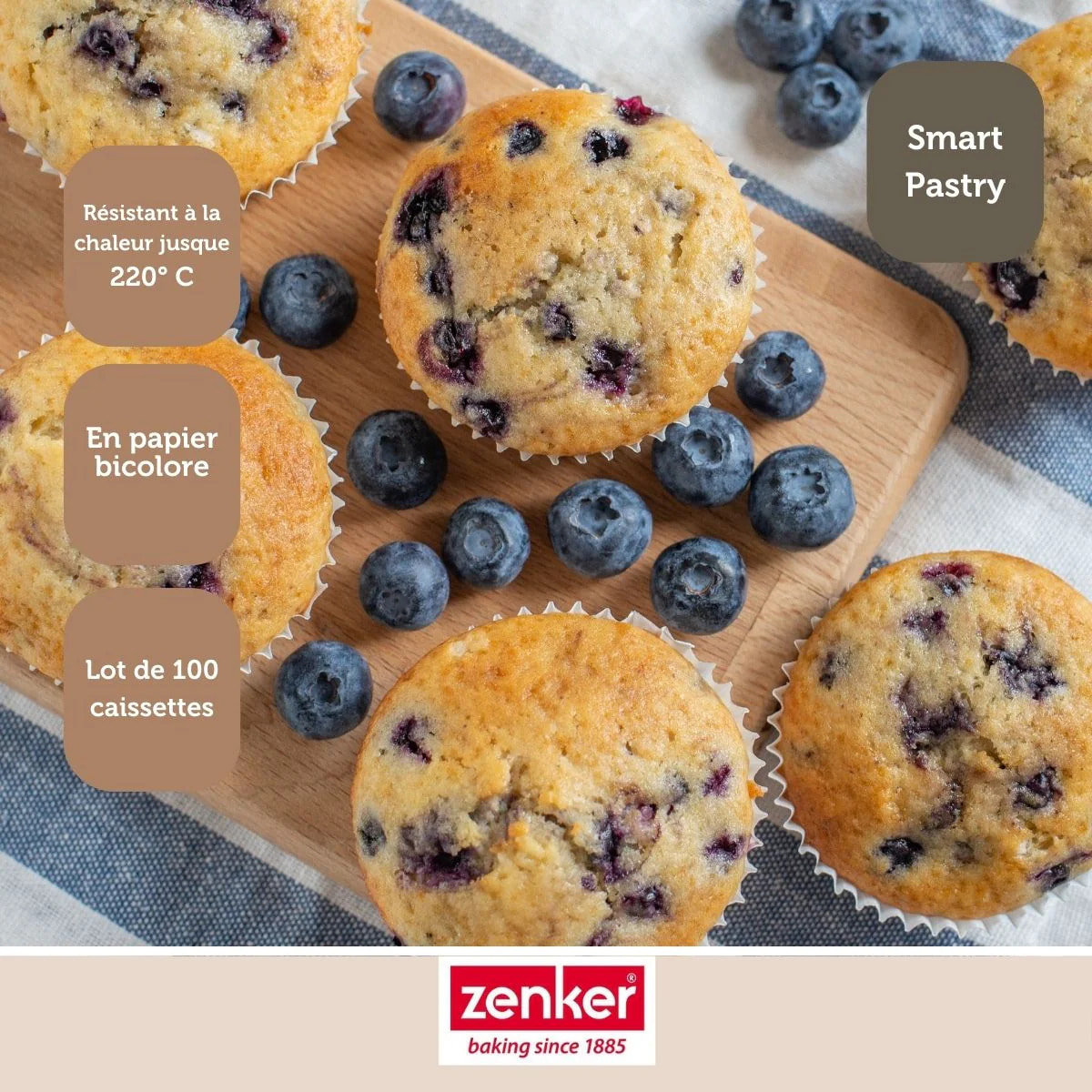 Lot de 100 barquettes alimentaires en papier 2,5 cm Zenker Smart pastry