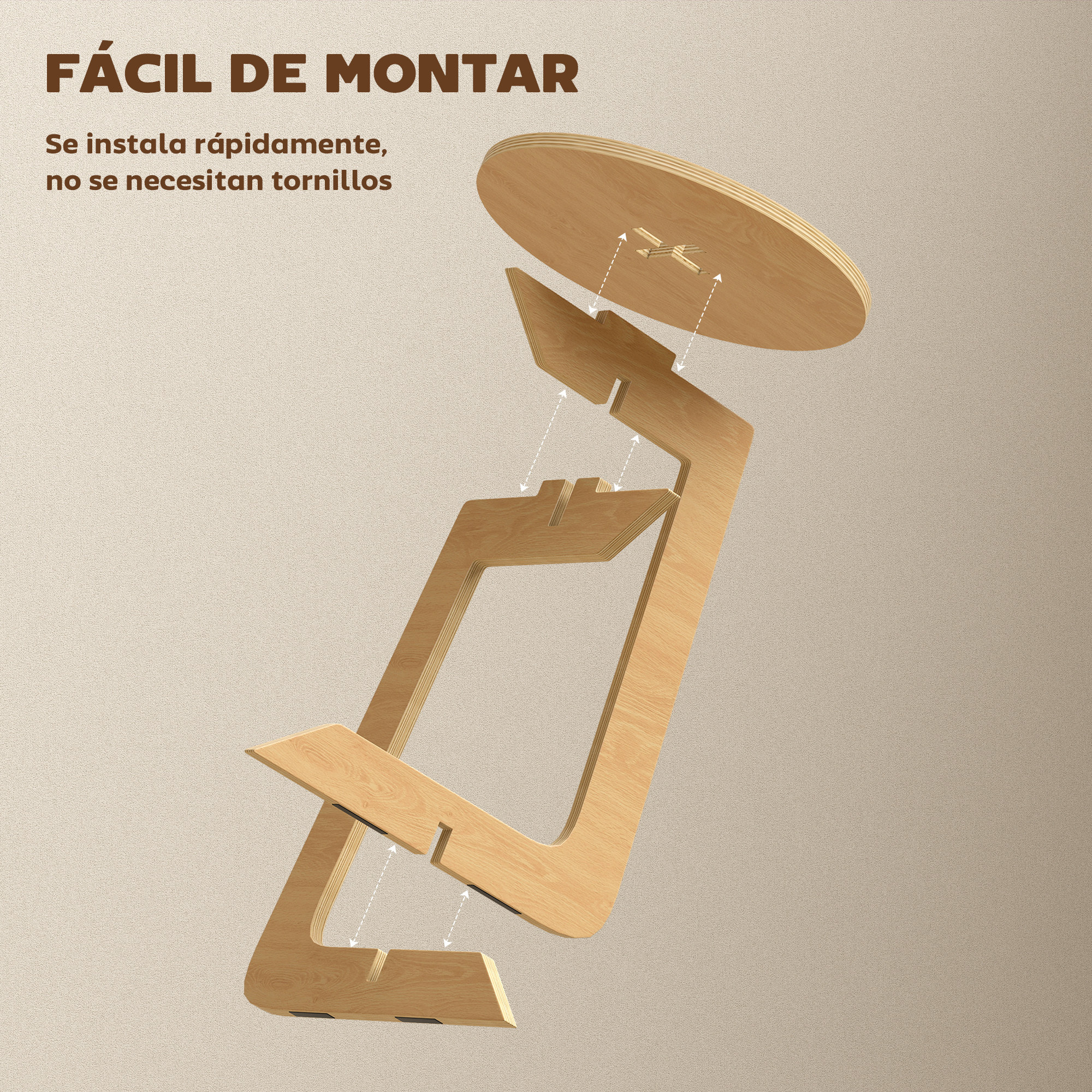 Mesa Auxiliar en Forma de C, Mesita Auxiliar Redonda, Montaje Rápido, para Espacios Pequeños, Salón, Dormitorio, Natural