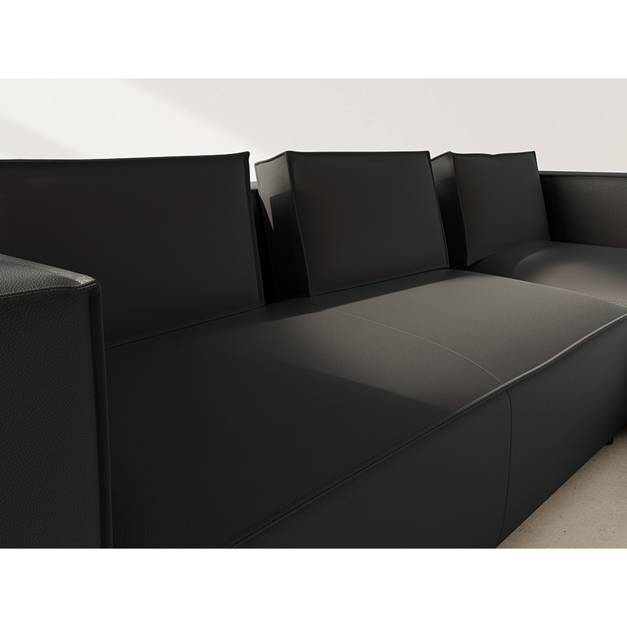 Stella - canapé d'angle droit 4 places en simili - Noir