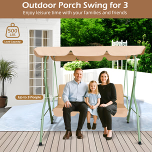 Hulaop - Dondolo 3 Posti da Giardino con Cuscino Imbottito e Tettuccio Parasole in Acciaio e Poliestere Beige