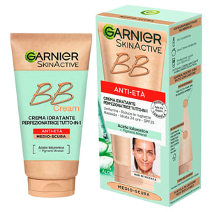 BB Cream Crema Viso Medio Scura Anti-Età Idratante Perfezionatrice Tutto in 1 SPF25 - Flacone da 50ml