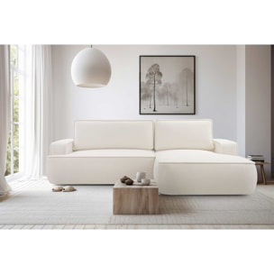 Nessino - canapé d'angle droit 4 places - convertible avec coffre - en tissu texturé - Beige