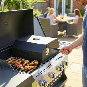 Four à pizza pour barbecue - thermomètre, pierre réfractaire - métal émaillé noir