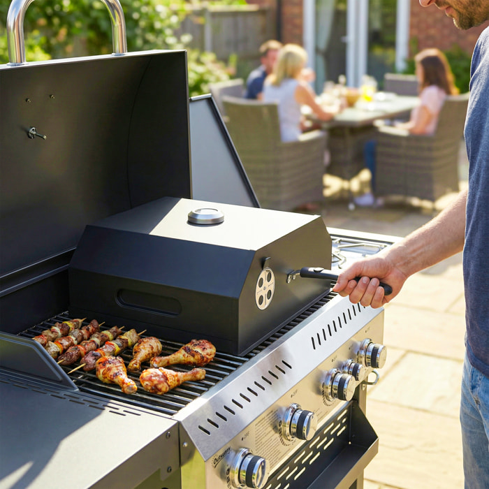 Four à pizza pour barbecue - thermomètre, pierre réfractaire - métal émaillé noir
