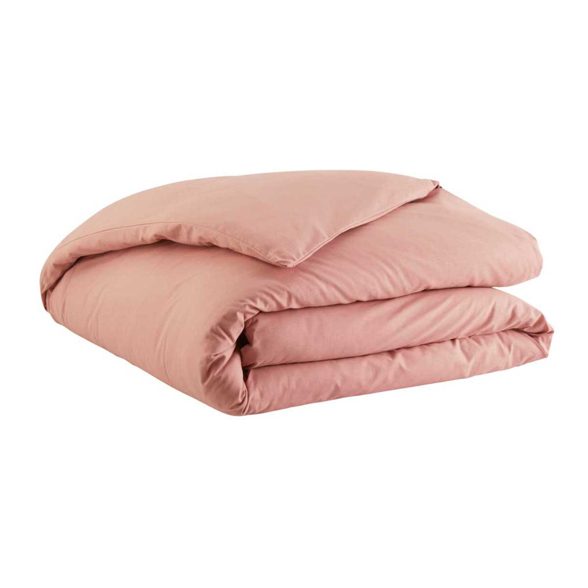 Parure de lit Housse de couette + taies carrées unie en coton, Made in France, TOUT DOUX , Rose Solaire