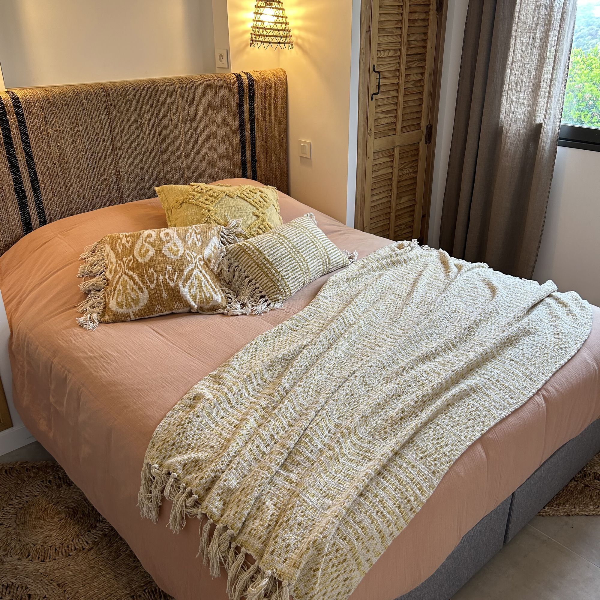 Plaid à franges en coton jaune avec franges 250cm RECIFE