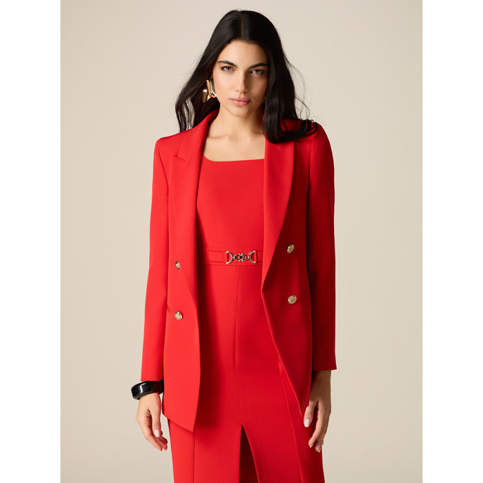 Oltre - Blazer cruzado en tejido técnico - Rojo