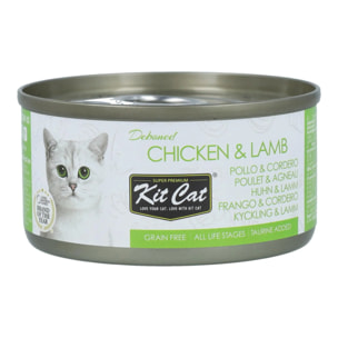 Kit Cat Lata Toppers - Pollo & Cordero 80 g Comida húmeda para gatos en gelatina