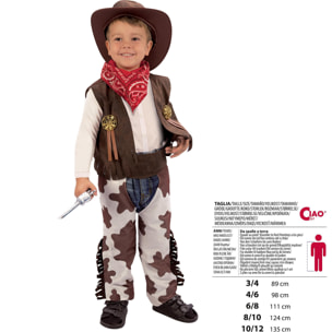 Costume Carnevale Piccolo Cow Boy Marrone Bianco Bambino