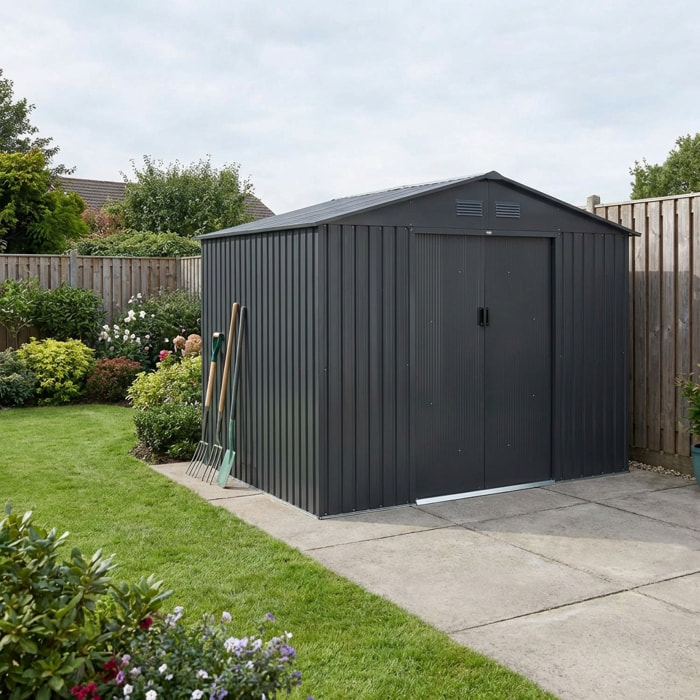 Abri de jardin métal 8,95m² avec kit d'ancrage FLANDRES