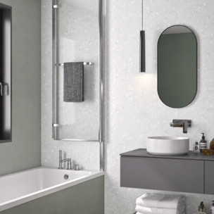 Pare bain relevable et pivotant 110x150cm KINEDO Columba 2 réversible à 2 volets avec porte serviette chromé