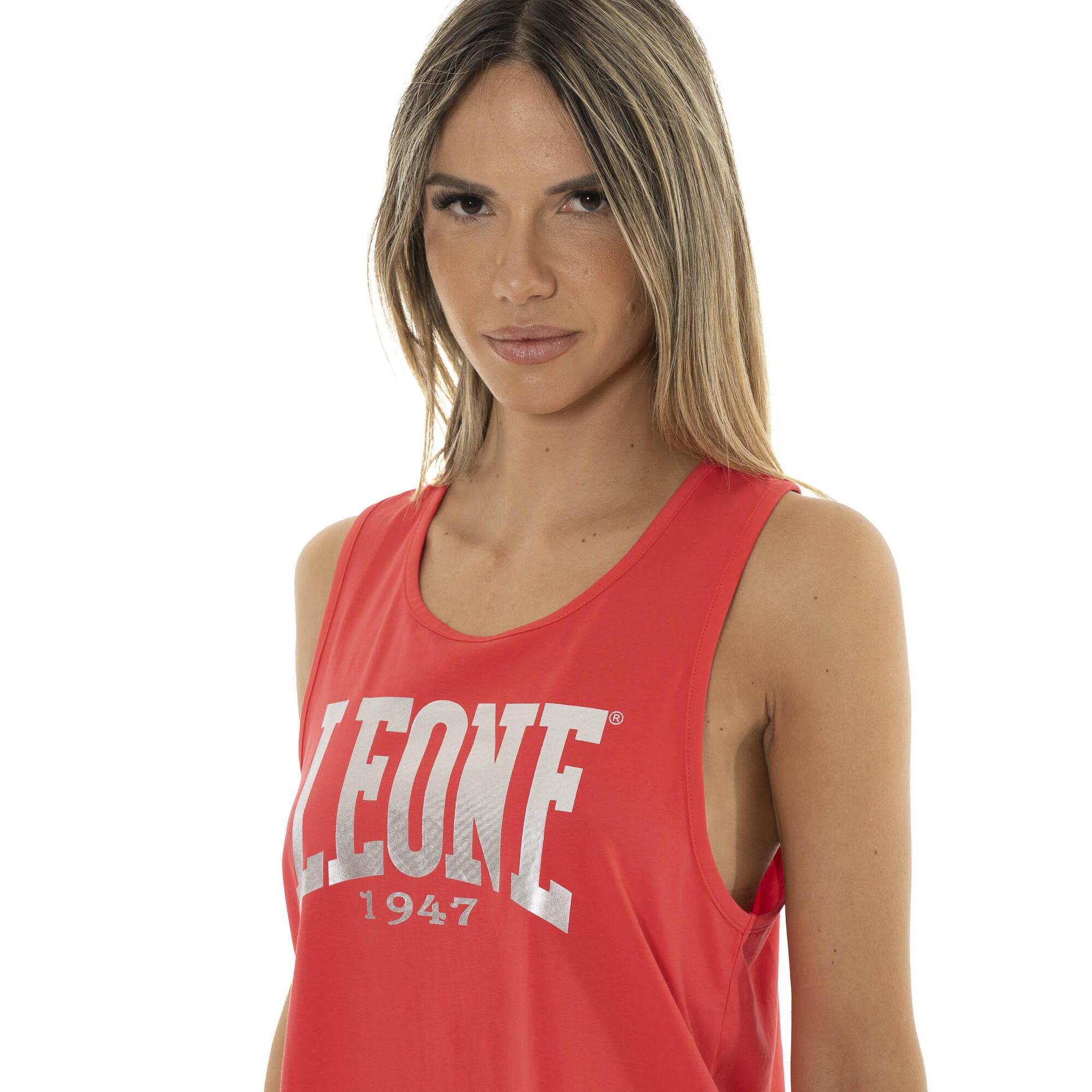 Camiseta de tirantes mujer Leone 1947 Apparel con gran logo metálico frontal.