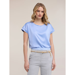 Motivi - Camiseta bimaterial mezcla de algodón - Light - blue