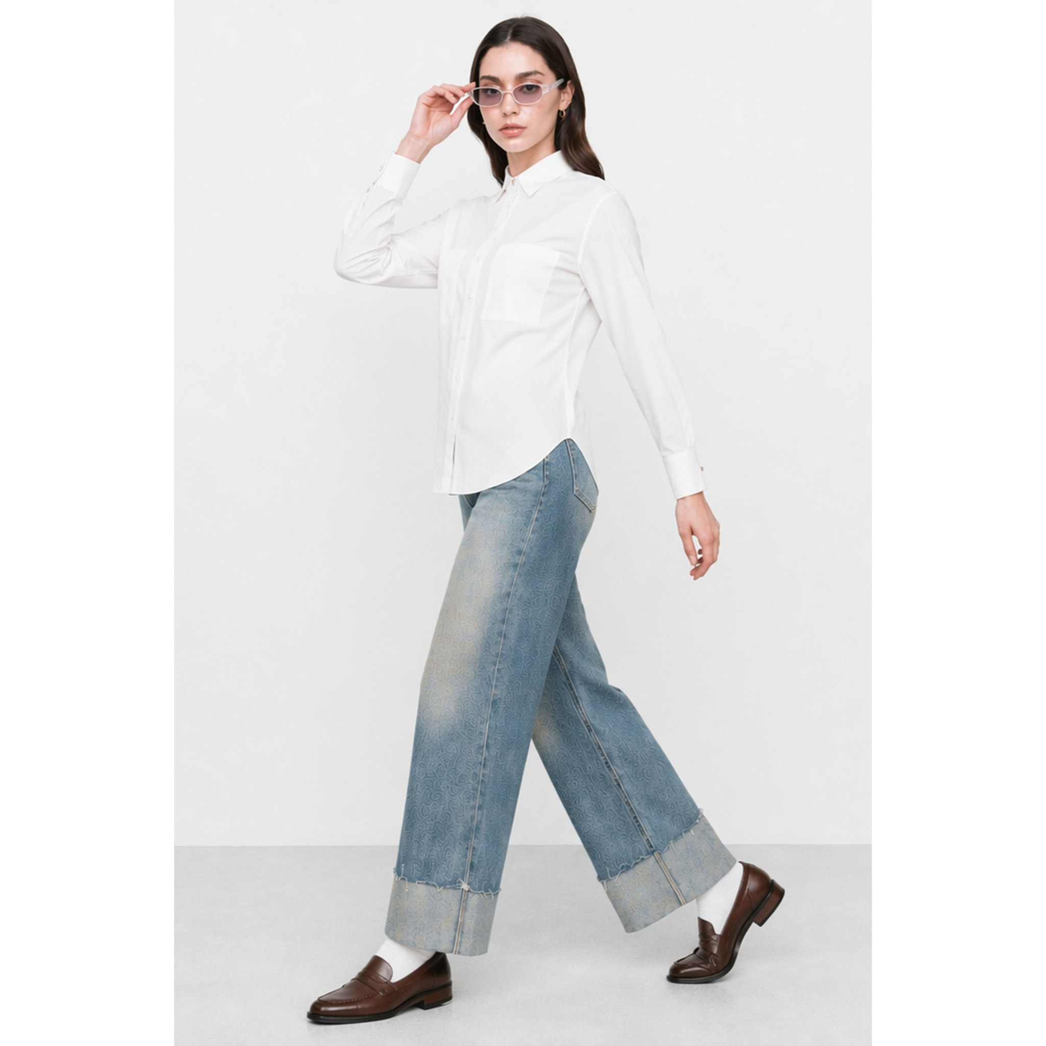 Kocca - Camicia da donna in cotone con taschini e maniche lunghe Donna