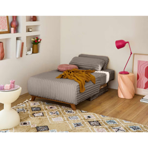 Cristal - fauteuil - convertible avec coffre - en fausse fourrure côtelée - Taupe