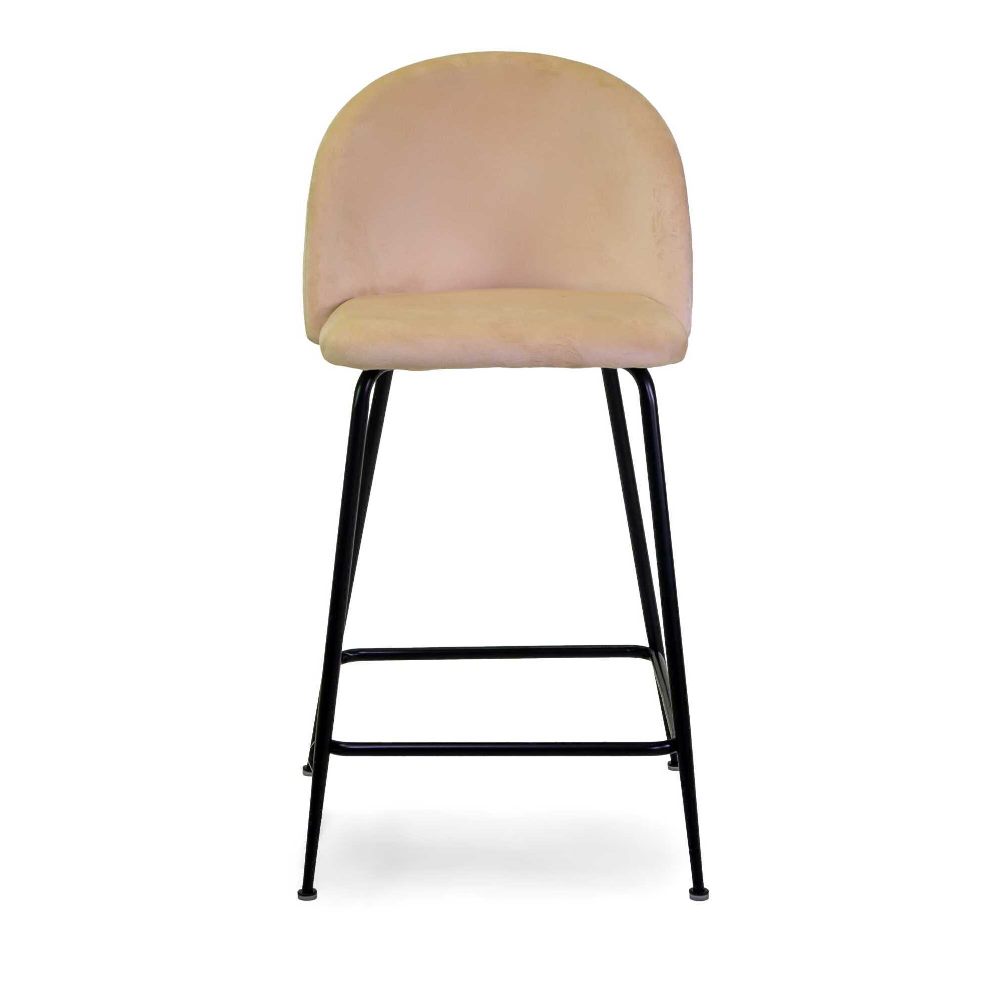 Sgabello Sammi Vacchetti in velluto crema con struttura nera cm44x48h91