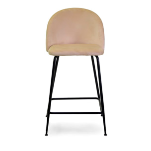 Sgabello Sammi Vacchetti in velluto crema con struttura nera cm44x48h91