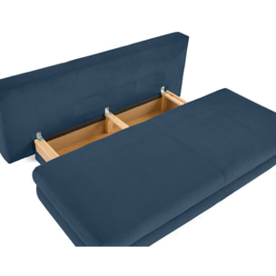 Elton - canapé 3 places convertible avec coffre en velours côtelé - Bleu