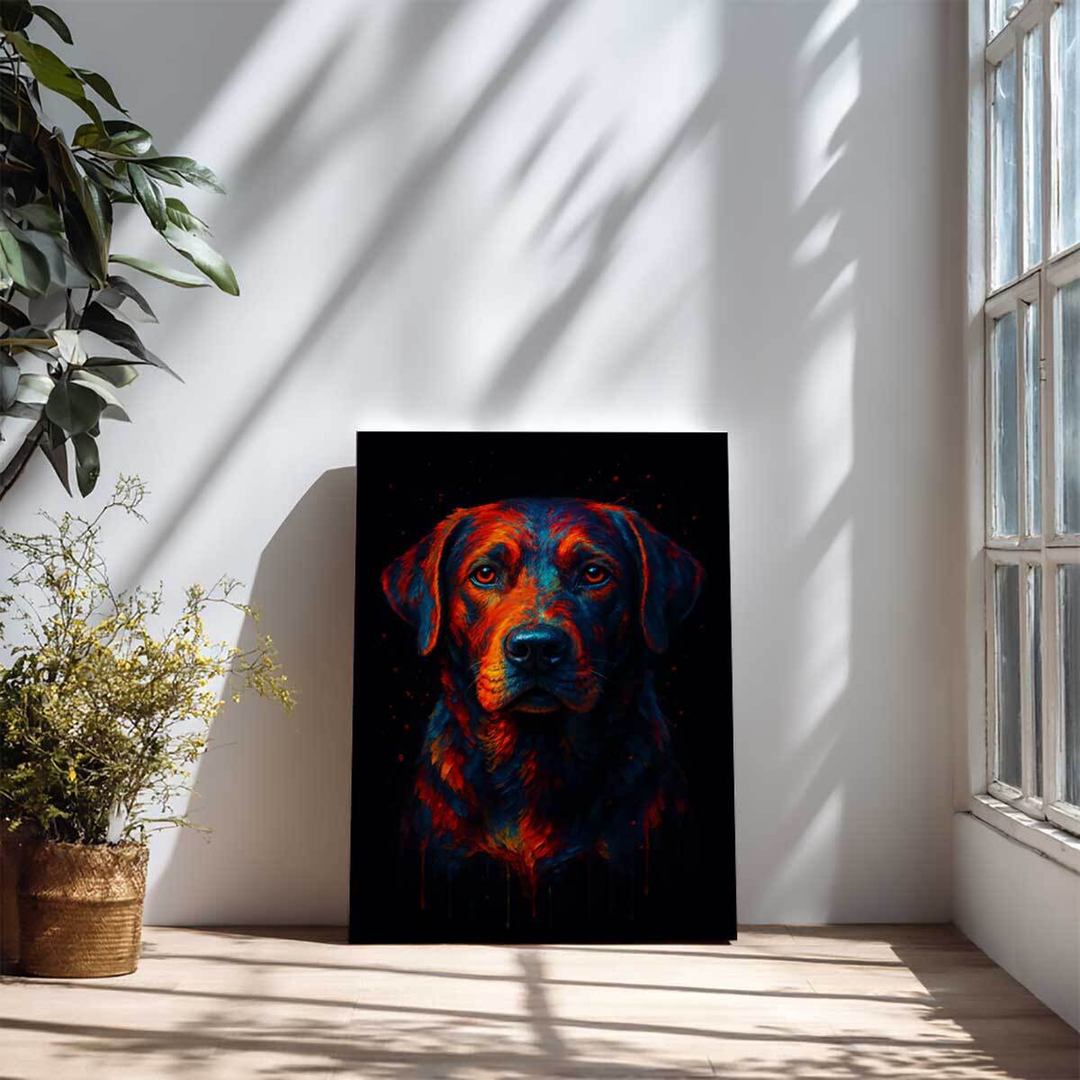 Tableau chien néon expressif Toile imprimée