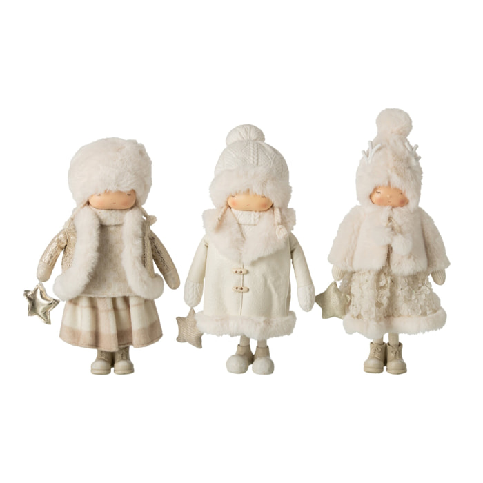 J-Line Fille étoile - polyester - beige/blanc - assortiment de 3