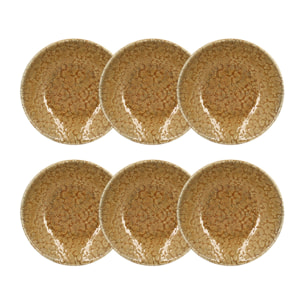 Lot de 6 assiettes creuses 20,5cm en grès jaune  NATURA