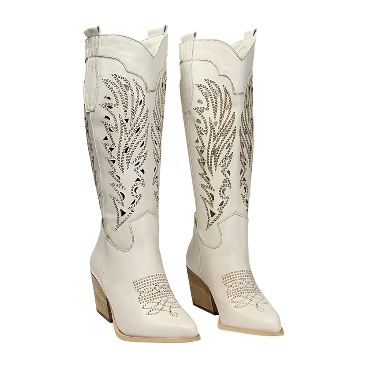 Botas de cuero crema