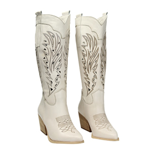 Botas de cuero crema