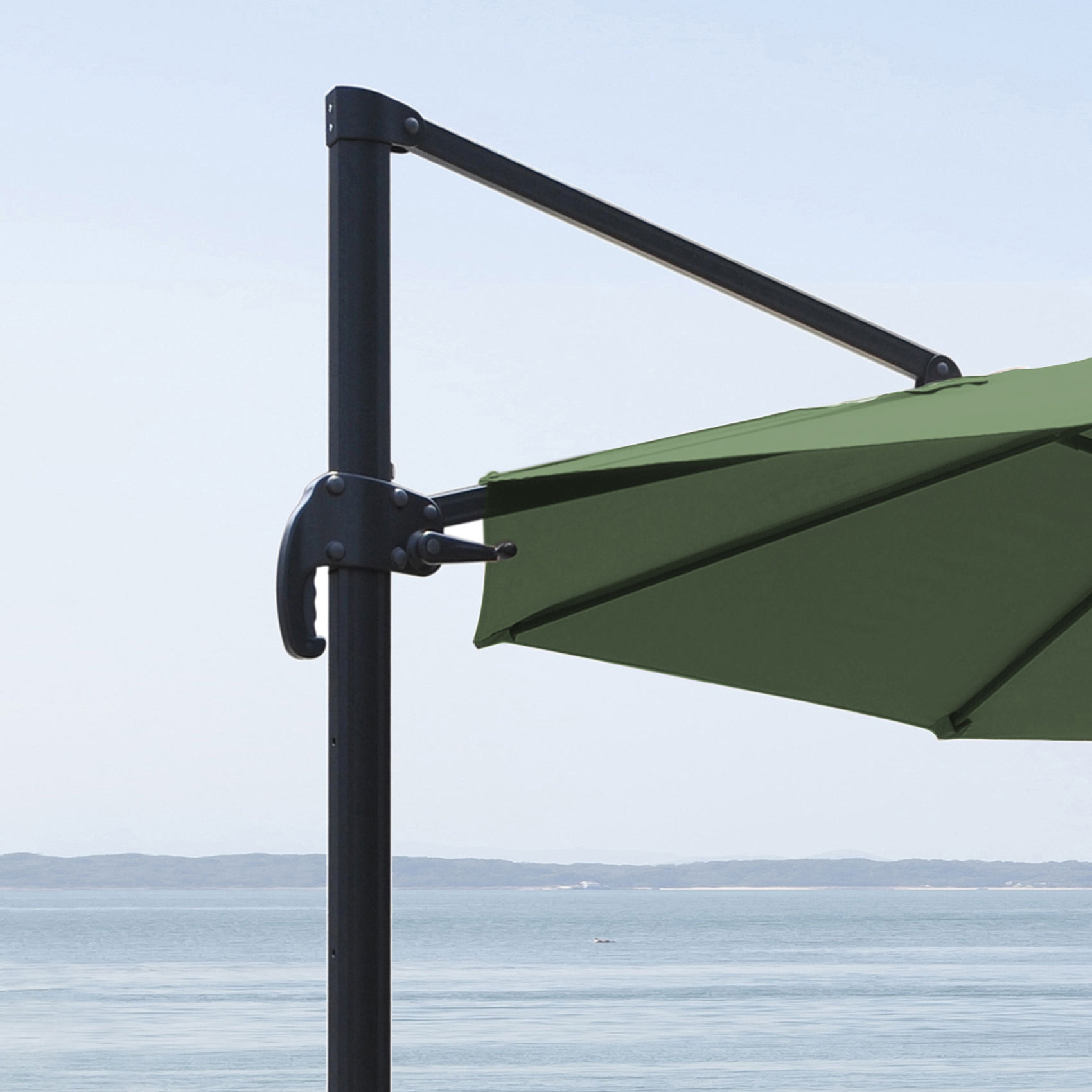 Parasol déporté rond - Kaki