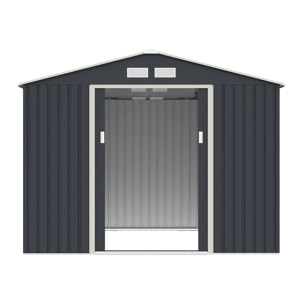 Abri de jardin métal anthracite 4,83 m² + kit d'ancrage