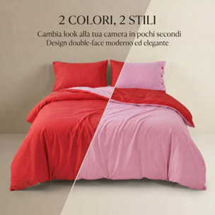 Parure copripiumino singolo in cotone bicolore morbido e traspirante, set sacco copripiumino con federa, design semplice ed elegante, tessuto resistente e certificato OEKO-TEX, facile da lavare, comfort naturale per uso quotidiano