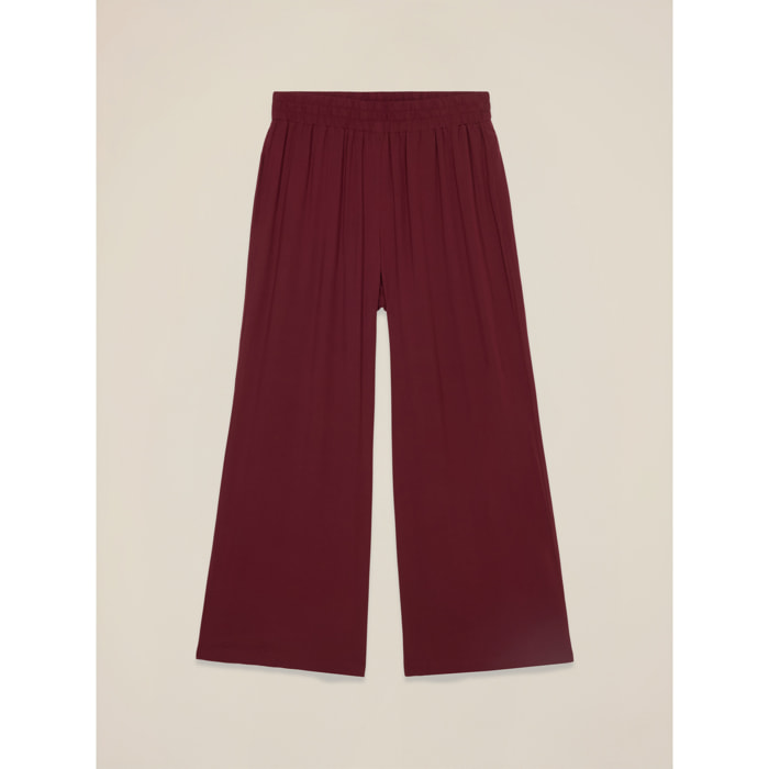 Oltre - Pantalones palazzo de viscosa - Burgundy