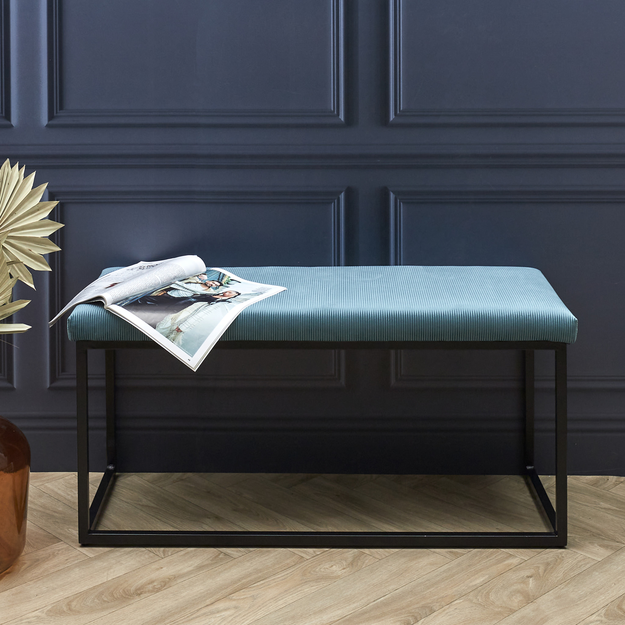 Banc Giulia Bleu Velours Cotele