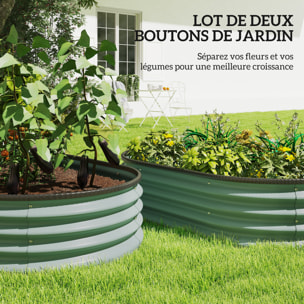 Lot de 2 carrés potagers de jardin - en acier galvanisé - modulaire - 135 x 90 x 30 cm - pour légumes, fleurs - vert