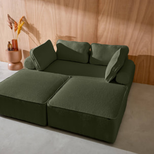 Ensemble chauffeuses pour canapé modulable 4 places bouclette kaki - Bao