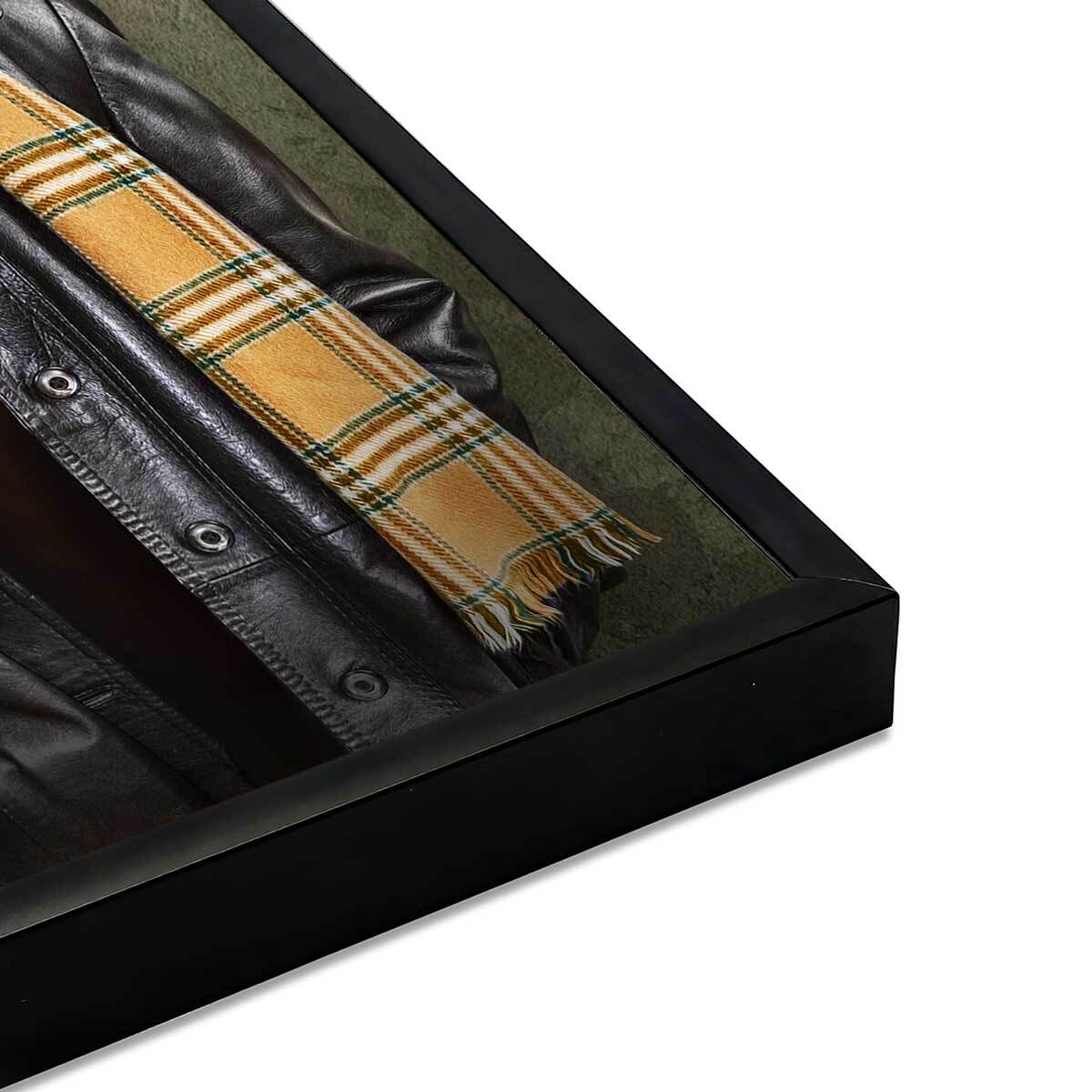 Affiche encadrée vache stylée avec veste et écharpe Affiche + cadre en métal - Noir