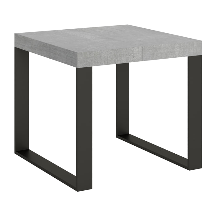 Mesa extensible 90x90/246 cm Tecno Cemento estructura Antracita