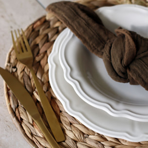 Lot de 6 assiettes creuses en grès blanc 22cm CHARLOTTE