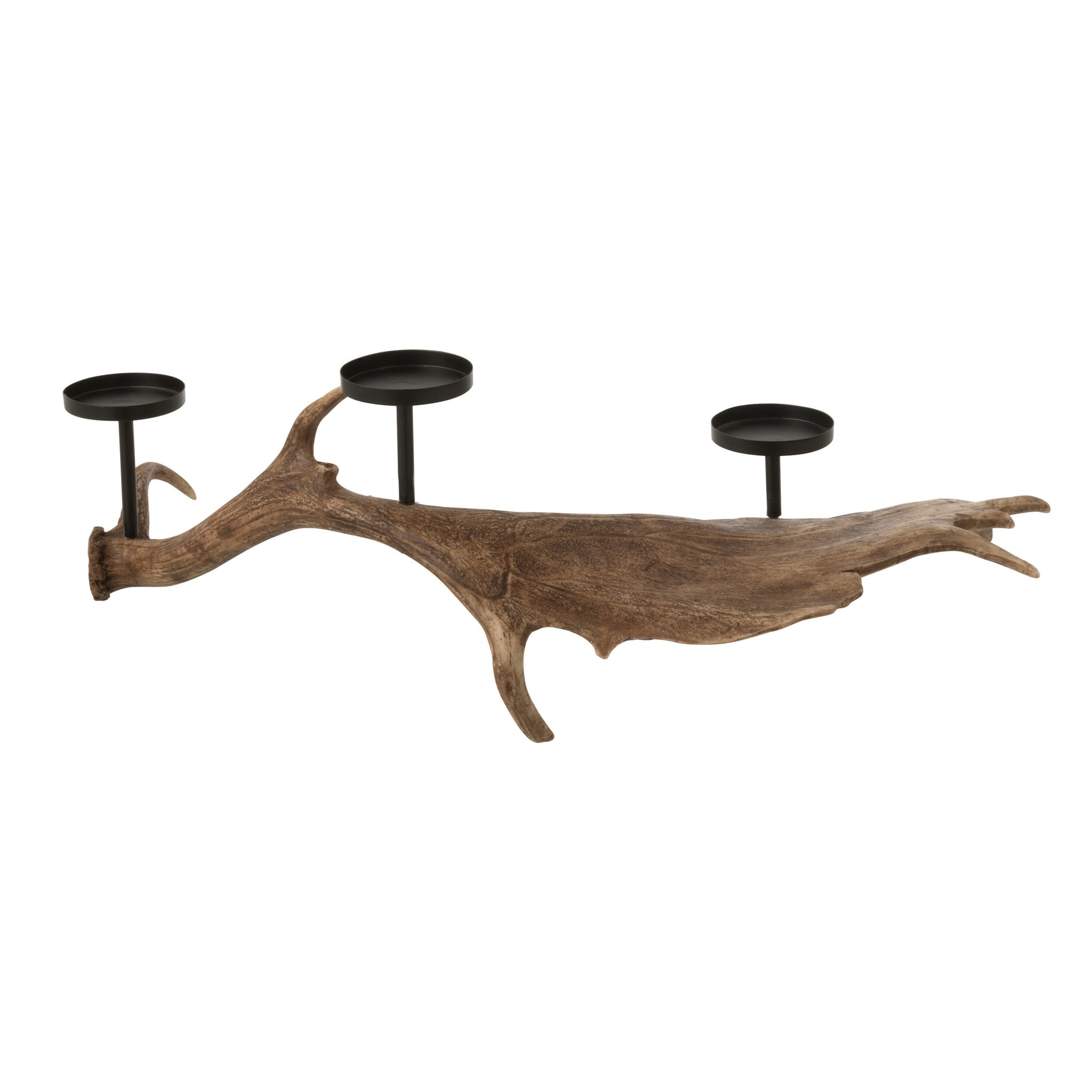 J-Line bougeoir Antlers - polyrésine - brun - large