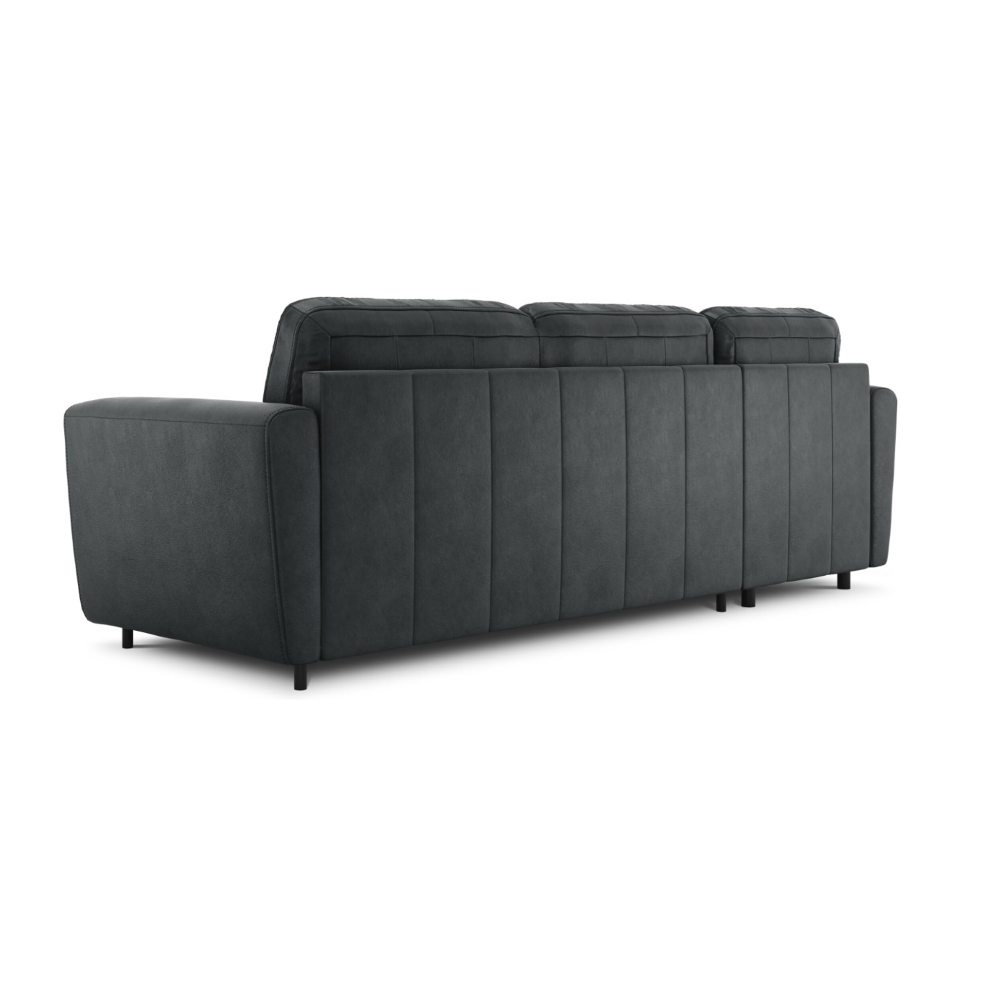 Canapé d'angle gauche convertible "Audra" 4 places en cuir véritable bleu gris