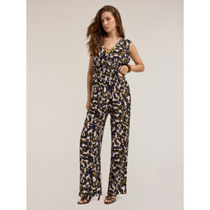 Motivi - Pantaloni wide misto lyocell fantasia etnica - Verde militare