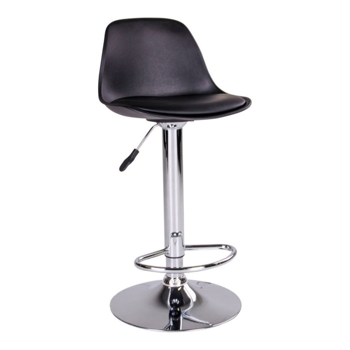 Set 2 sgabelli da bar Trondheim regolabile in ecopelle nera con base cromata