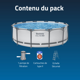 Bestway Piscine hors sol tubulaire ronde Bestway Steel Pro Max 366 x 100 cm gris clair