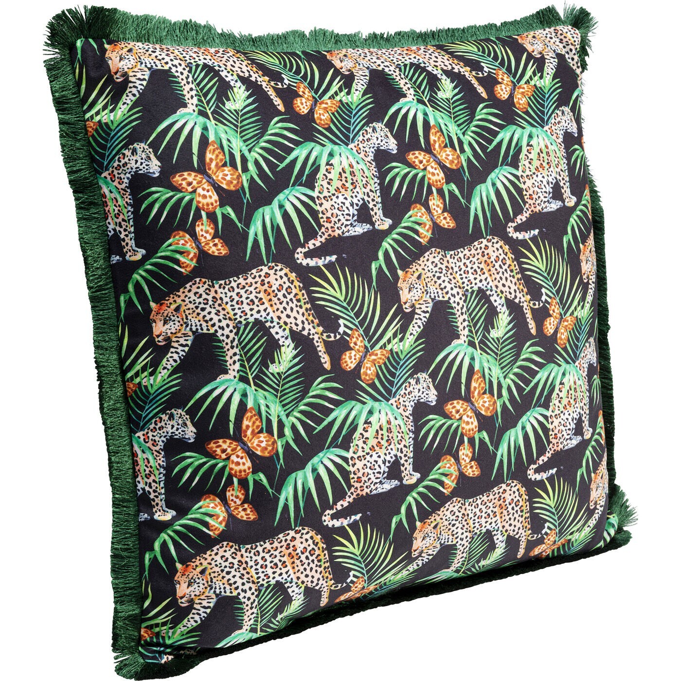 Coussin à franges Jungle léopards Kare Design