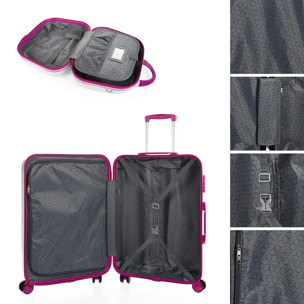 Juego De Maletas Pc Itaca Base Blanco/Fucsia Blanco Dots