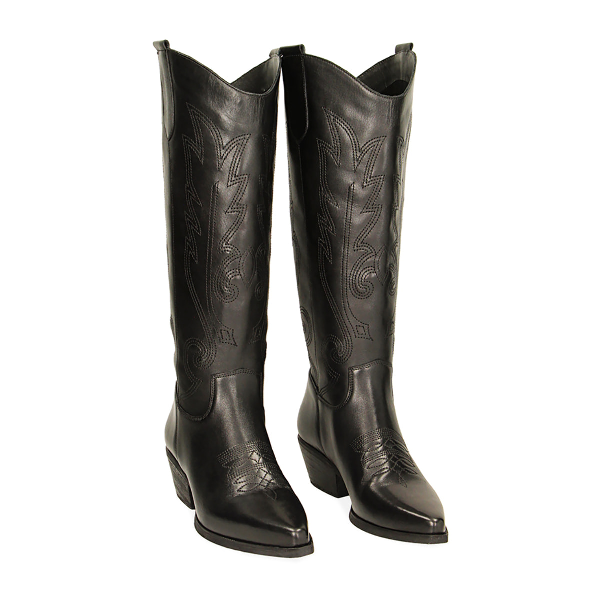 Botas texanas negras de cuero
